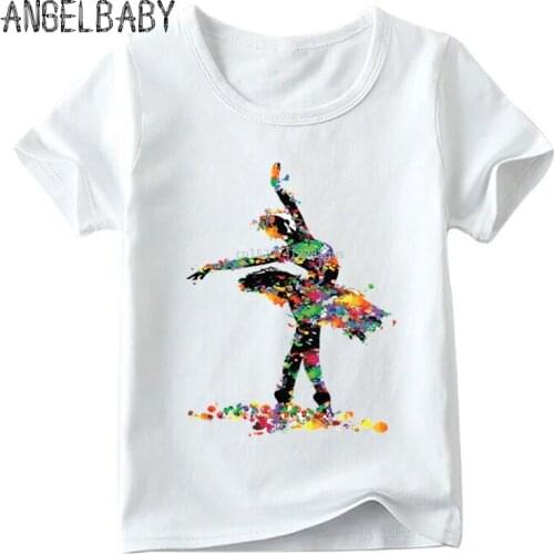 Children I Love Ballet Dancing Girl Design Funny T shirt Kids Summer White Tops Baby Girls Casual T-shirt,ooo5191