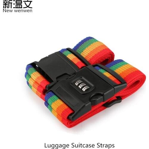 TSA luggage lock Minorder Rainbow Color Luggage Suitcase Straps Luggage suitcase Secure Lock Safe Belts Strap 2m baggage Belt 1