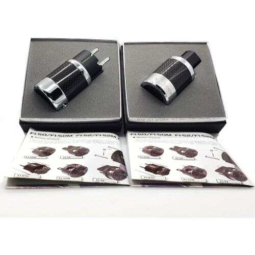 Hifi Furutech FI-E50 (R) FI-50 (R) Rhodium Schukostecker Edelstahl Carbon plug adapter