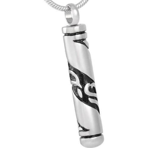 IJD8415 Stick Shape 316L Stainless Steel Cremation Pendant Necklace Ashes Holder Keepsake Urn Memorial Jewelry