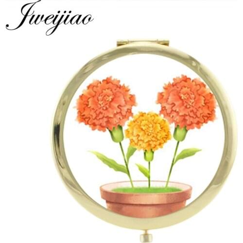 JWEIJIAO Chinese rose peony flower Printing photo Hand Mirror charm Fashion beautiful Tools Accessories Compact mirror KL50