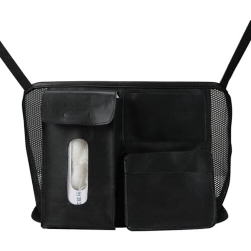 Faux Leather Car Net Pocket Holder Car Seat Storage Between Seat Storage Pet Net Barrier Dog Net Barrier Auto Interior Accessory