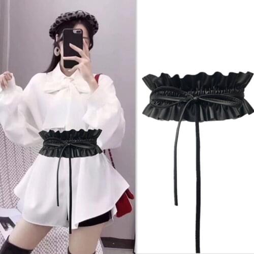 Lace Up Corset Waist Belt Elastic Wide Wave Selvedge Fashion Knot Trendy Stylish Dress Cinch Woman Waistband Belts