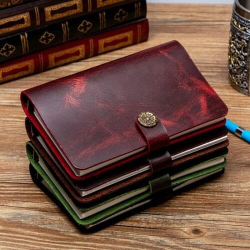 Retro Leather Notebook Portable Students School Stationery Writing Notebook Color Travel Pocketbook With Leather Notepad Gift