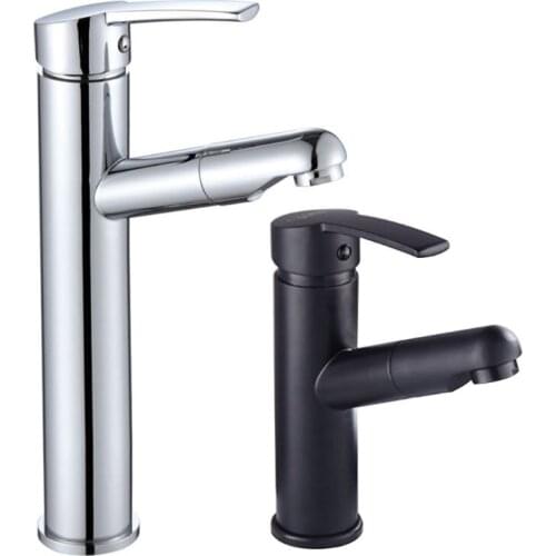 Bathroom Kitchen Basin Faucet Single Handle Pull Out Spray Hot Cold Sink Tap