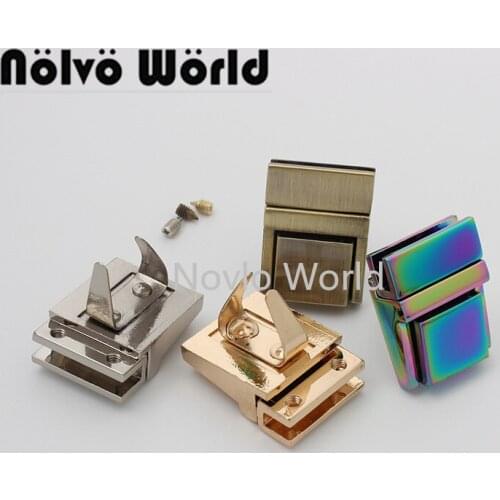 Nolvo World 2-10 pieces 6 colors 27*20mm Chrome Rainbow press locks high quality decorative press lock purse accessories