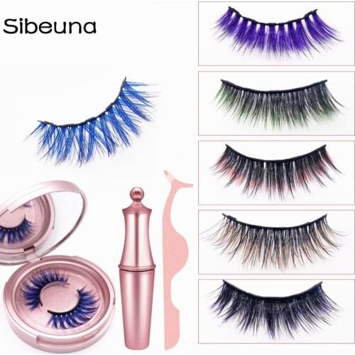 Color Magnet Lashes Magnetic Eyelashes False Mink Eyelashes Magnetic Reusable Liquid Eyeliner &Magnetic Eyelashes &Tweezers Set
