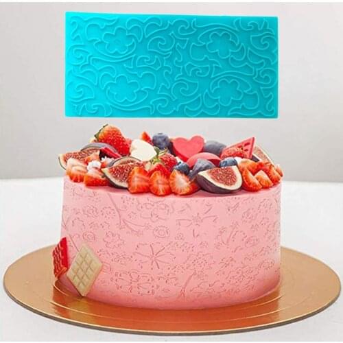 Fondant Mat Set, 6pcs Silicone Mold Cake Decor Tools,Tree Bark/Flower/Stone Wall Texture Design Cake Decorating Supplies