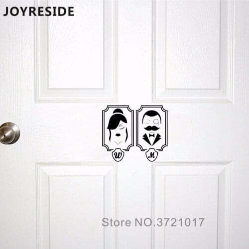 Woman Man Toilet Door Decal Home Toilets Bathroom Sign Wall Sticker Lady Gentleman Heads Art Cute Design Vinyl Wall Decals M114