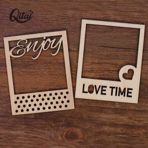 QITAI 12pcs/set Enjoy Love Time Wooden Photo Frame Craft Handmade Home Decoration accessories Scrapbooking card DIY WF206
