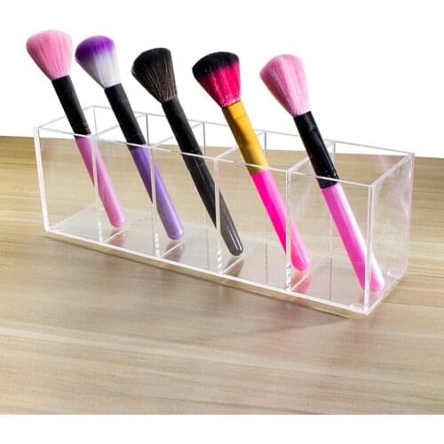 5 grids eyebrow pencil eyeliner organizer cosmetic brush jewlry makeup storage box acrylic clear desk brush organizer storage