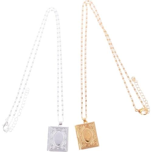 Necklace Book Locket with Pictures Gift for Daughters Necklace Graduation Gift for Teacher Girlfriend Friendship Gift