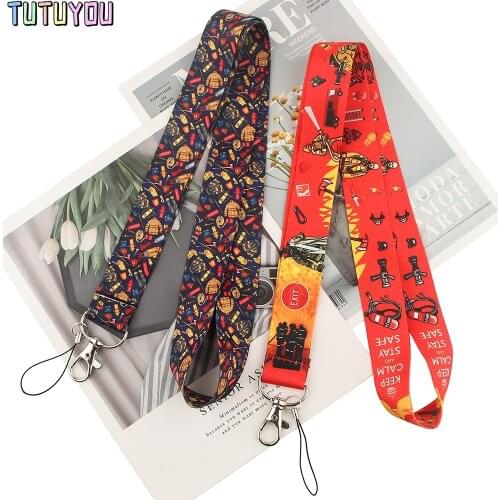 PC2805 Fire Equipment Supplies Lanyards ID Badge Holder ID Card Pass Phone Straps Badge Key Holder Keychain For Fireman
