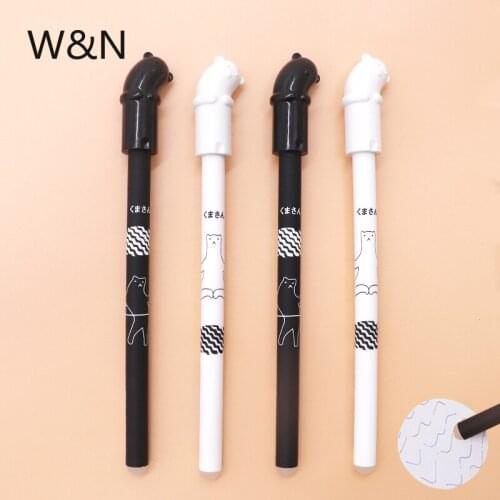 4Pcs/Lot Bear Erasable Pen 0.5mm Washable Handle Blue/Black ink Erasable Refill Rod School Office Writing Supplies Stationery