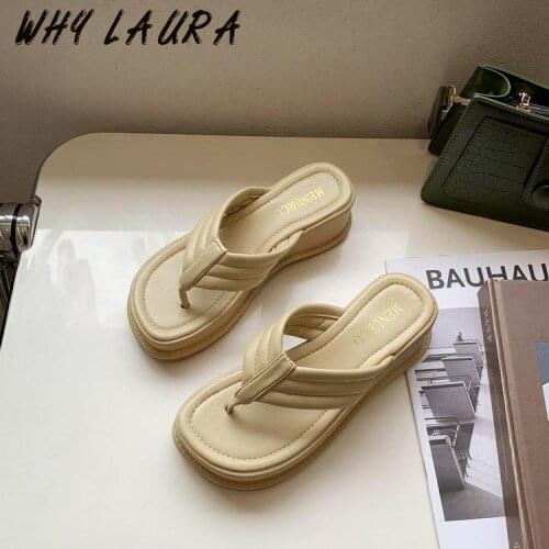 Wedge slippers for outdoor women in summer, small crowd, all-match, thick soles, high wedges, wet-water women, peeping toes, bre