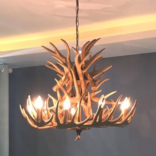 Nordic LED Chandelier Lighting Living Room Hanglamp Industrial Retro Buck Deer Resin Living Room Bedroom LED Chandelier Ceiling