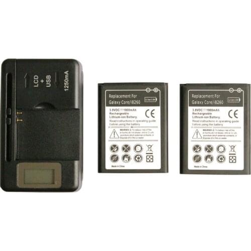 Ciszean 2x 1900mAh B150AE B150AC Replacement Battery + LCD Charger For Samsung Galaxy Core i8260 G3502 G3508 G3509 G3502U i8268