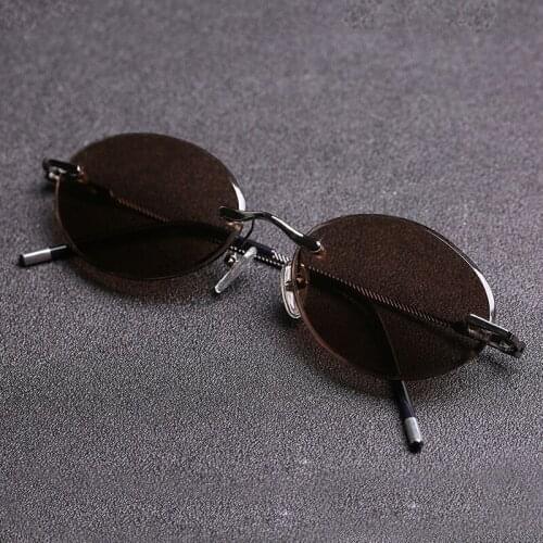 Glass Sunglasses Men Women Oval Small Brown Crystal Sun Glasses for Man Anti Scratch Glare UV400