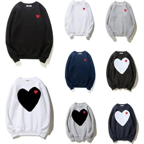 PLAY Sweater Autumn Winter Love Embroidery Round Neck Long-sleeved Pullover Thicken Sweater Men Women Loose Cotton CasualSweater