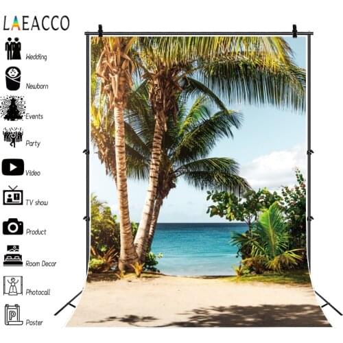 Laeacco Tropical Photophone Sea Beach Palms Trees Photography Backdrops Summer Portrait Photo Backgrounds Aloha Party Photocall