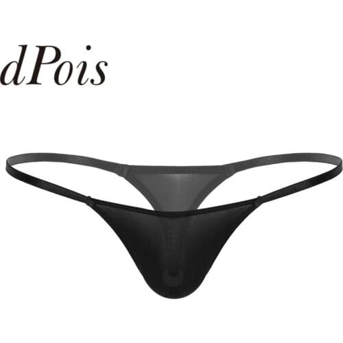 Men Hot See Through Sheer Lingerie Homme Low Rise T-back with Pearl G-string Thong Briefs Underwear Panties for Male