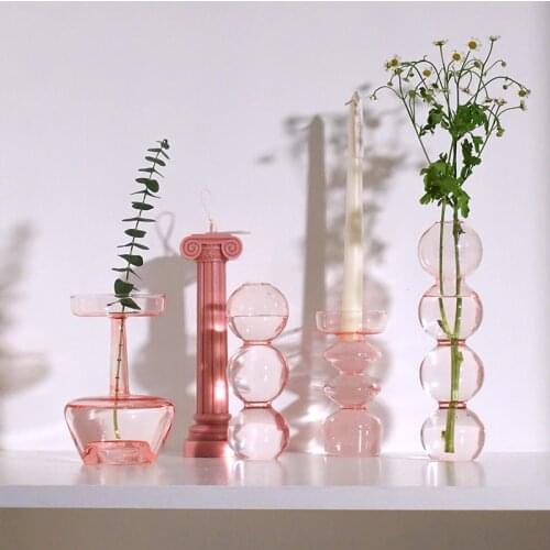 Flower Vase for Table Decoration Living Room Decorative Vase Fleur Tabletop Terrarium Glass Containers Table Vases for Flowers