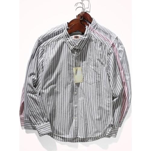 Vintage Long Sleeve Shirt Men 's Spring and Autumn Student Tide Youth Oxford Textile Casual Overshirt