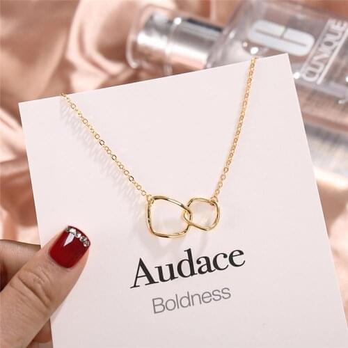 Vintage Gold Irregular Circle Pendant Necklace For Women Fashion Round Pearl Moon Heart Necklaces 2021 Trend Jewelry Gifts