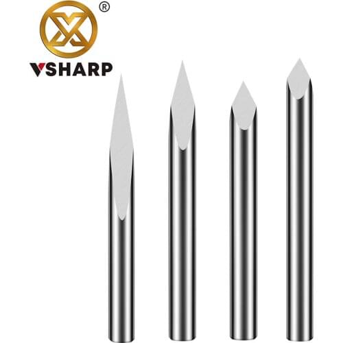 Vsharp 3 Edges 6mm Carbide V-shape Engraving Bit TriangularMilling Cutter Wood Acrylic PVC Jade Metal CNC Tool Engraving Carving