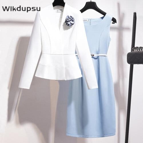 Fashion Formal Dress Suits For Women 2 Piece Set Elegant Office Ladies Slim Fit Blazer Business Work Wear Clothes Female Outfits