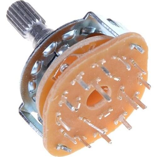 ZLinKJ 1PCS 3Pole 4 Position Shaft 6mm 3P4T Panel Mount 2Wafers Rotary Switch Band Selector