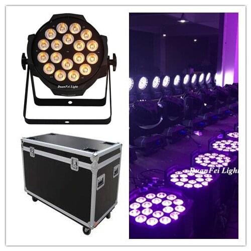 10PCS/Lot+ Flightcase Wedding 18pcs 18watt Rgbwauv Wash Wall Par Led 6in1 Dj Light Dmx Lyre