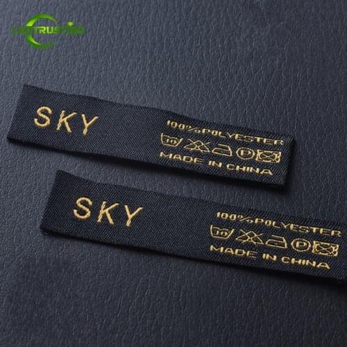 1000pcs Custom Logo Brand Woven Clothing Labels Customized Garment Shirt Jacket Baby Clothes Embroidered Labels with Cut