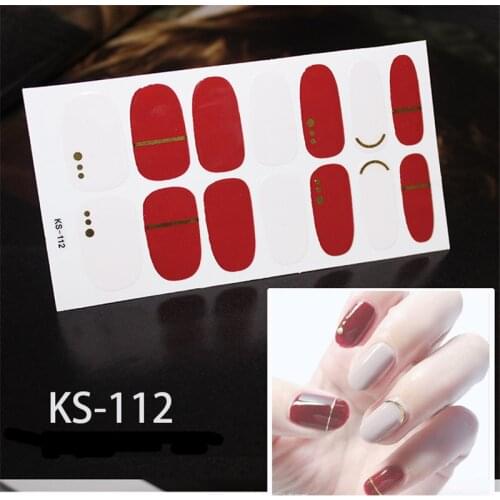 14tips/sheet Korean Style Beauty Nail Art Stickers Full Cover Nail Wraps Decorations DIY Nail Adhesive Nails Decals