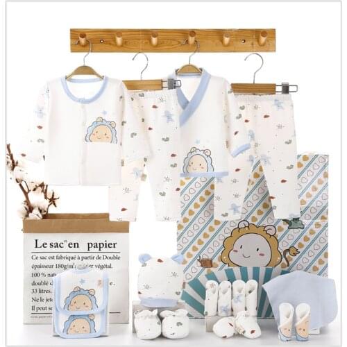 18 PCS Newborn Baby Boy Girl Clothing Set Winter 100% Cotton Warm Clothes Set Baby Hat Bibs Shower Gift Infant Clothing Set