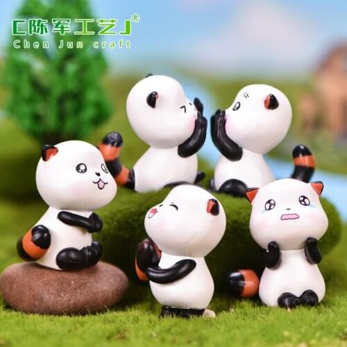 2pcs Random Cute Red Panda Animal Miniature Fairy Garden Ornament DIY Decor Small Figurine Statue Model Craft Home Decoration