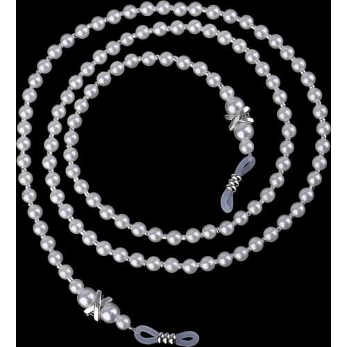 2 Pieces Pink/White Pearl Beaded Eyeglass Chain Sunglass Holder Strap Lanyard