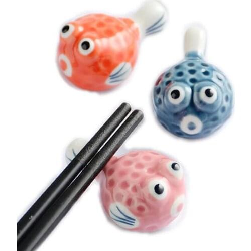 4pcs/set Japanese Style Creative Cartoon Pufferfish Chopstick Rest Holder Chopstick Shelf Stand Household Kitchen Utensils