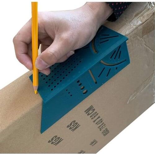 45/90 Degree Woodworking Gauge Ruler 3D Mitre Angle Measuring Square Measure Tool with Carpenter Pencil Multifunction Ruler