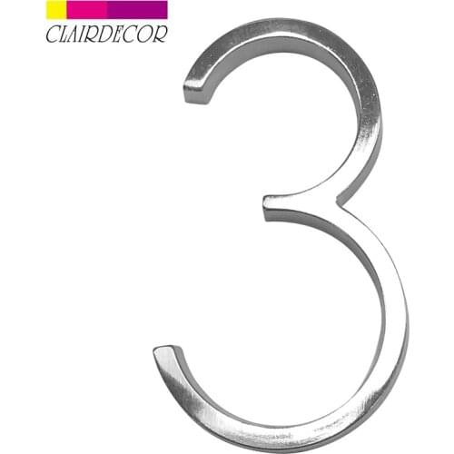 5 in Satin Nicke Modern House Number Hotel Home Door Number Outdoor Address Plaque Zinc Alloy Number for House Address Sign #3