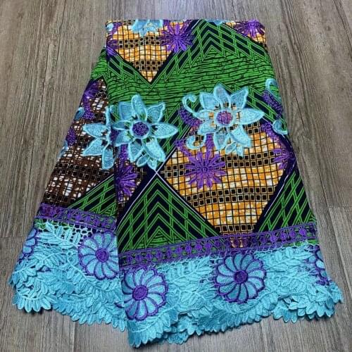 6 Yards Embroidery Ankara African Wax Print Lace Fabric 2020 High Quality Brode Swiss Water Soluble French Cotton Tissu Africain