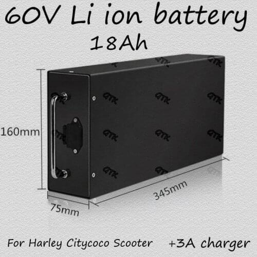 60v 18Ah lithium ion battery 18650 batteries pack BMS built in for X9 X20harley Citycoco Scooter Bicycle +3A Charger