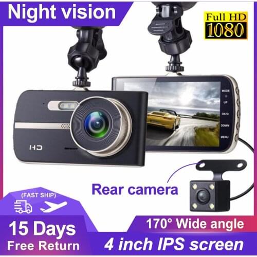 Car Dvr 4 Inch FHD 1080P Dash Cam Dual Lens Night Vision G Sensor Rear View Auto Recorder Motion Detection Video Recorder