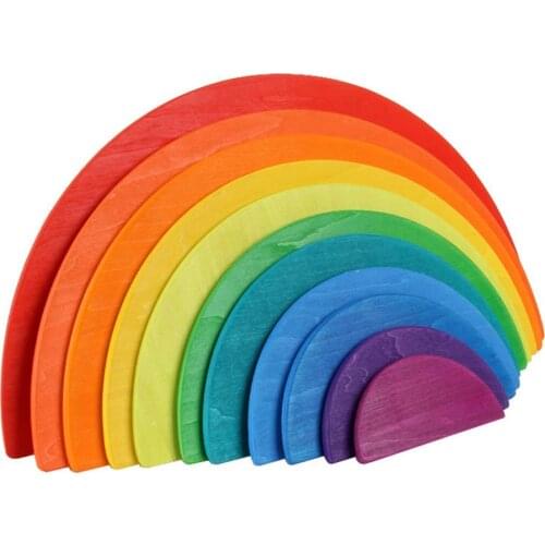 Baby Large Rainbow Stacker Stacking Waldorf Dolls Games Kids Creative Building Blocks Montessori Educational Wooden Toy Children