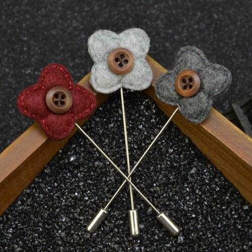 20 pcs/lot , Mens Lapel Flower, Felt Flower Brooches with Button, Wedding boutonniere