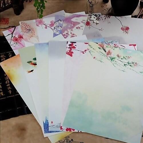 Deli 16 sheets/lot Chinese Style B5 Writing Paper Flower Print Paper Letter for Kids Gift School Supplies Students Stationery