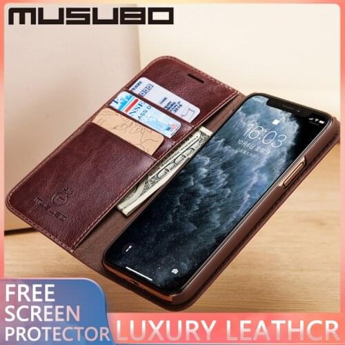 MUSUBO Luxury Leather Case For iPhone 11 Pro MAX SE 2 Shockproof Strong Magnetic Wallet Flip Card Holder Stand Protection Cover