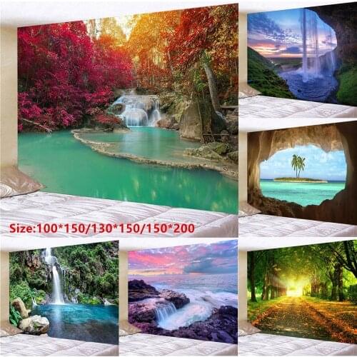 Tapestry Wall Decor Natural Scenery Background Cloth Room Decor Home Cloth Bedroom Beach Landscape Room Decoration Mural Tapiz