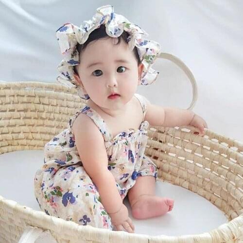 Baby Girls Rompers Fashion Flower Korean Sleeveless Jumpsuit Summer Toddler Boys Bodysuits 2020 Fashion Chil Girl One-Pieces New