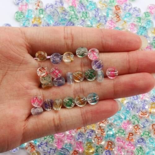 Colorful Starry Mixed Letter Acrylic Beads Round Flat Loose Spacer Alphabet Beads For Jewelry Making Diy Bracelet Necklace 4*7mm